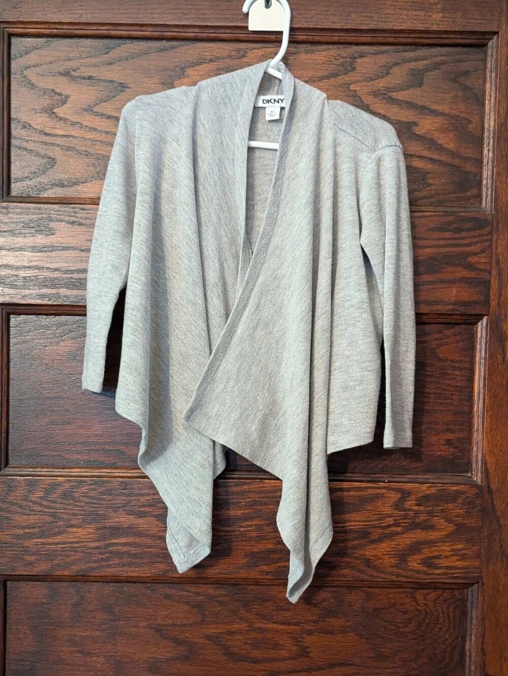 DKNY Light Gray Draped Open-Front Cardigan - Kids 3T